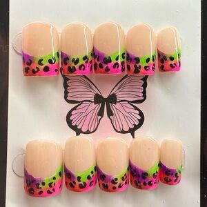 Colorful Leopard Print Press-On Nails